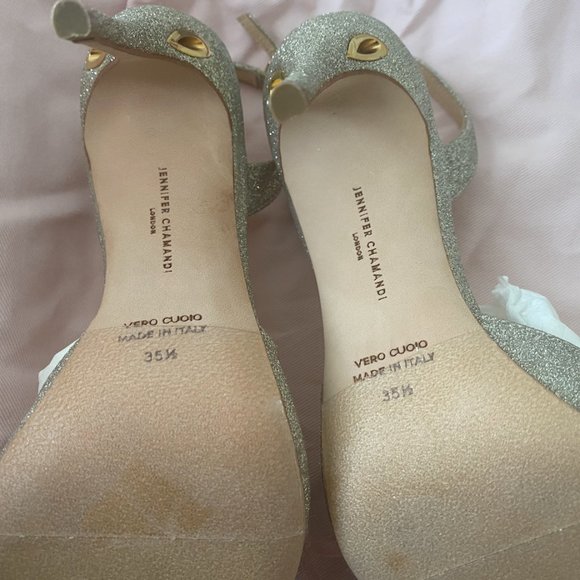 NWT Jennifer Chamandi Vittorio 105mm Glitter Slingback Pumps (5.5B / 35.5EU) - Picture 8 of 10